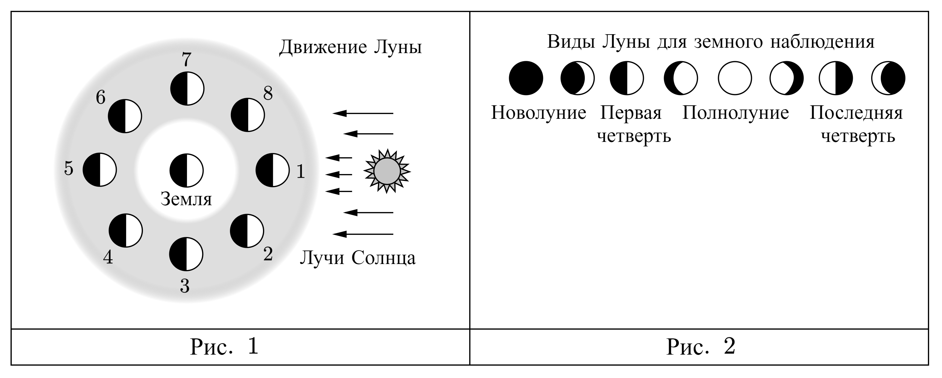 На рисунке представлена схема движения луны